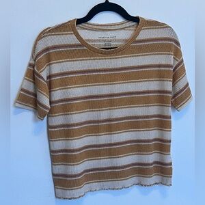 American Eagle Outfitters Knit Top with Brown and Cream Stripes